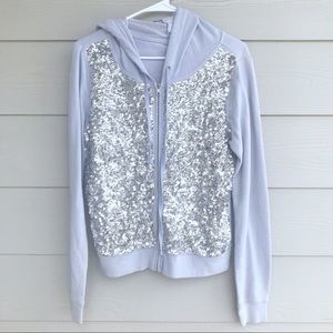 VS Pink blue sequin hoodie sweatshirt medium